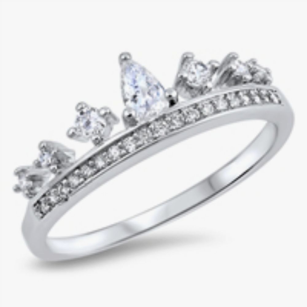 CZ Ring - Crown Sterling Silver 925
